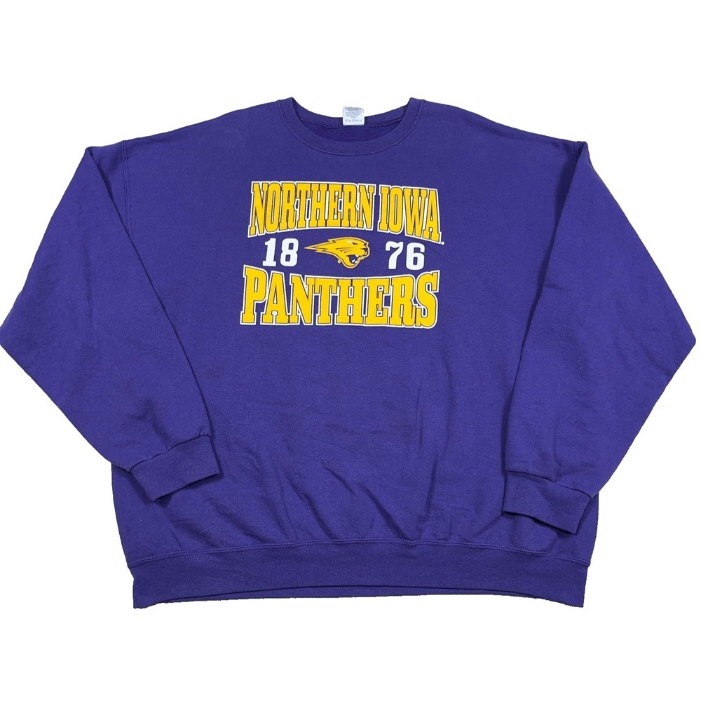 Vintage Y2K Northern Iowa Panthers Sweatshirt Men XXL 2XL Purple Crewneck‎ Adult